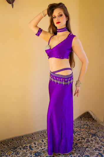 Versace of Cairo: Fuchsia and Silver Crossover Bra and Skirt