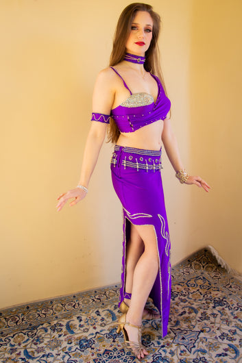 Versace of Cairo: Fuchsia and Silver Crossover Bra and Skirt