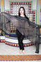 Modern Black and Silver Assuit Shawl with Mixed Diamond Design