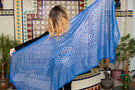 Modern Blue and Silver Assuit Shawl With Multi Diamonds Design