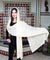 Modern White and Gold Assuit Shawl With Mixed Diamonds Design