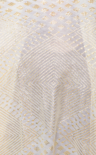 Modern White and Gold Assuit Shawl With Mixed Diamonds Design